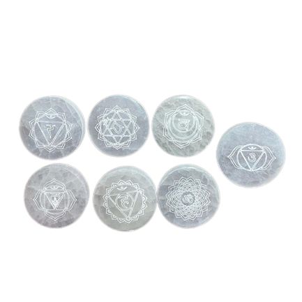 Selenite Charging Plates – Chakra Set of 7