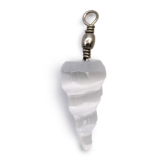 Selenite Spiral Pendant – Energy Flow, Spiritual Awakening & Aura Cleansing Necklace