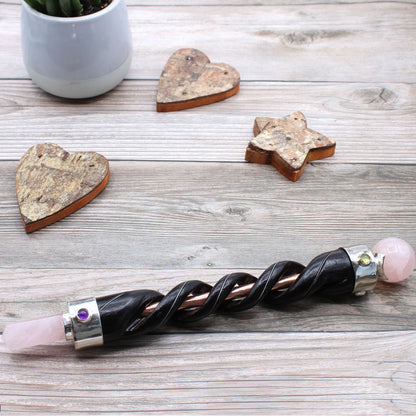 Rose Quartz & Copper Energy Spiral – Handcrafted Meditation and Reiki Crystal