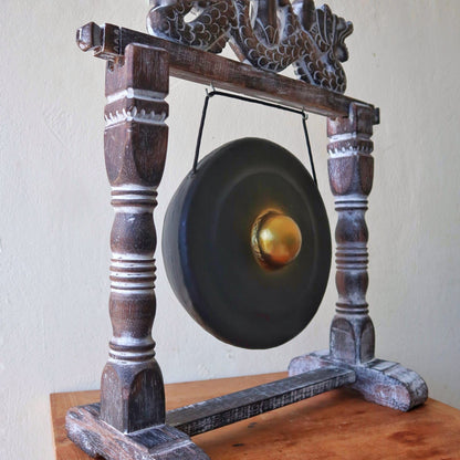 Small Healing Gong in Stand – 25cm Black | Handmade in Bali