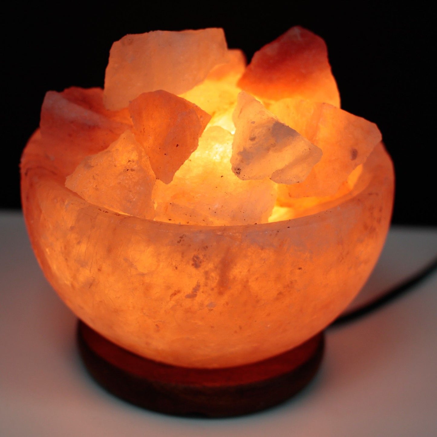Himalayan Salt Fire Bowl Lamp with Chunks – 15cm x 9cm