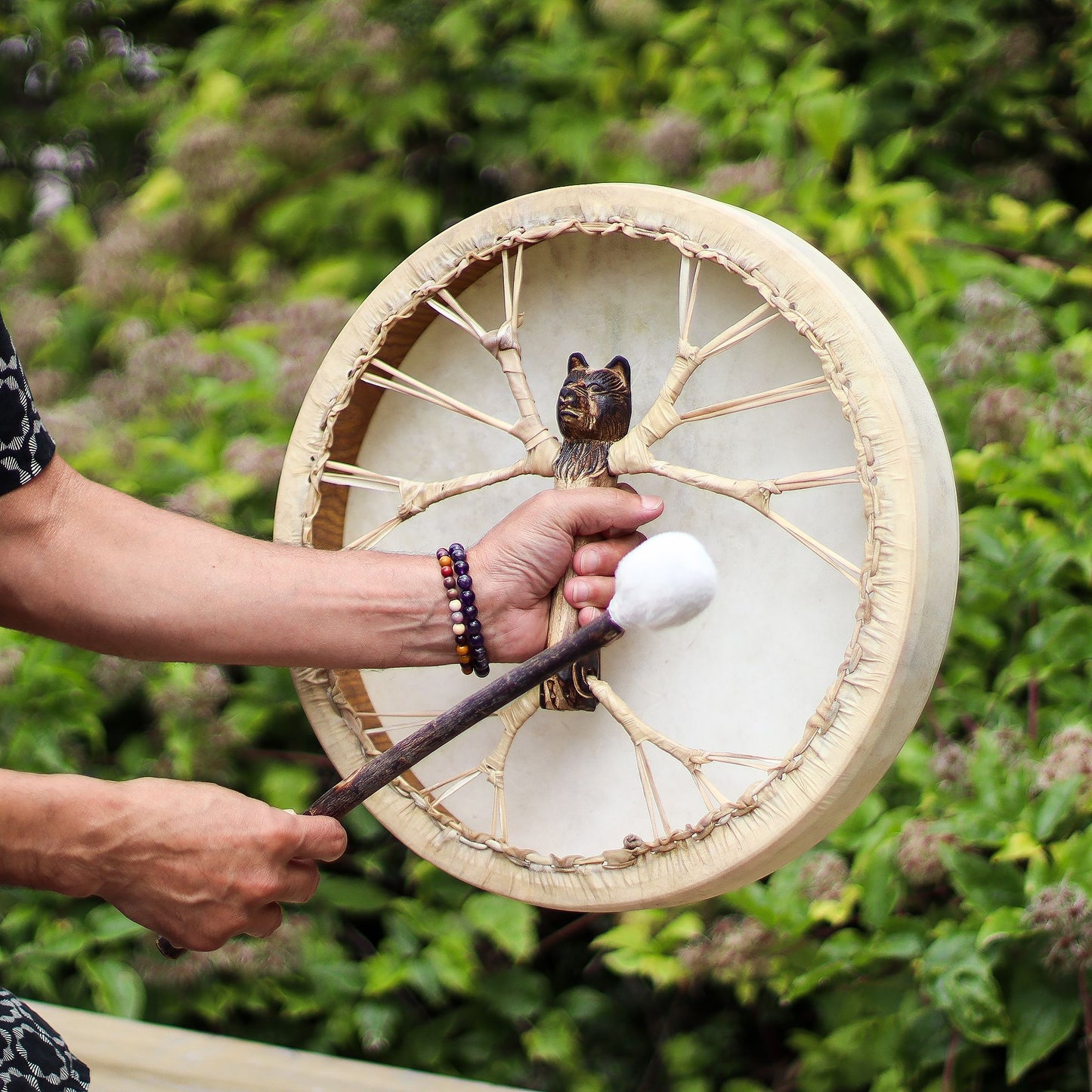 Spirit of the Bear – Shaman Drum & Stick | Tunable 40cm Ritual Instrument