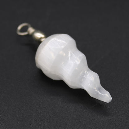Selenite Spiral Pendant – Energy Flow, Spiritual Awakening & Aura Cleansing Necklace