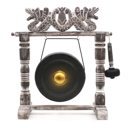 Small Healing Gong in Stand – 25cm Black | Handmade in Bali