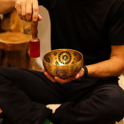 Pure Brass Etched Yogi Bowls – Set of 4