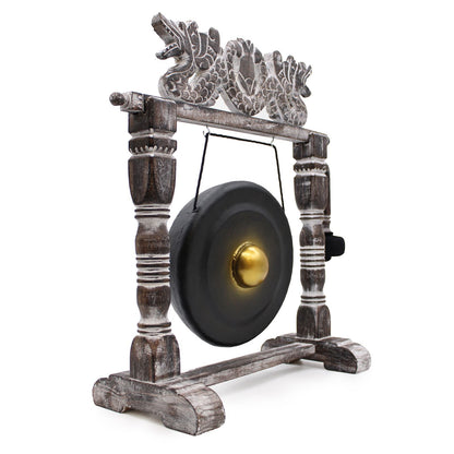Small Healing Gong in Stand – 25cm Black | Handmade in Bali