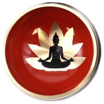 Buddha Singing Bowl Set – Black & Orange Handcrafted Brass Meditation Bowl (10.7 cm)