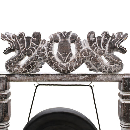 Small Healing Gong in Stand – 25cm Black | Handmade in Bali