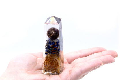 Orgonite Obelisk Power Point – Copper, Lapis Lazuli & Yellow Aventurine (90x25mm)