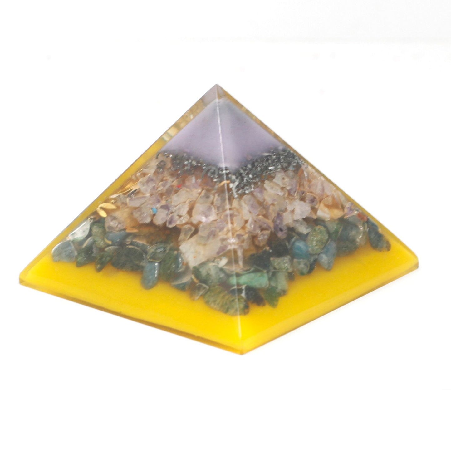 Large Orgonite Pyramid – Tree of Life (Gold Base) – 70mm