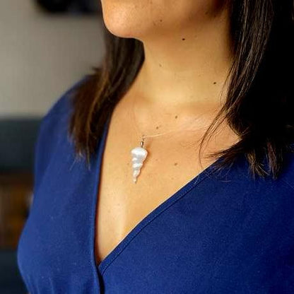 Selenite Spiral Pendant – Energy Flow, Spiritual Awakening & Aura Cleansing Necklace