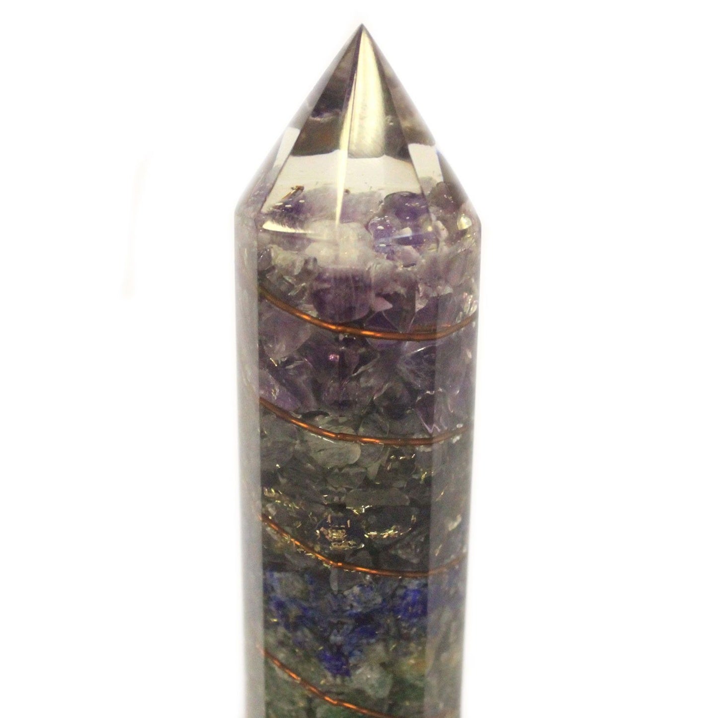Orgonite Power Wand – 15cm with Copper & Gemstone Chips