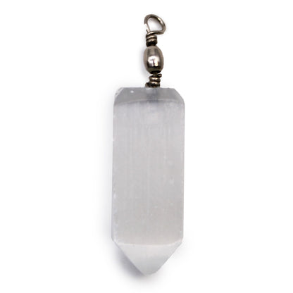 Selenite Obelisk Pendant – Focus, Balance & Spiritual Protection Crystal Necklace
