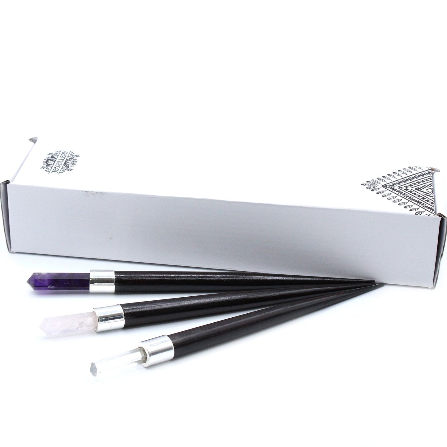 Simple Pointed Healing Wand – Rose Quartz, Rock Quartz & Amethyst