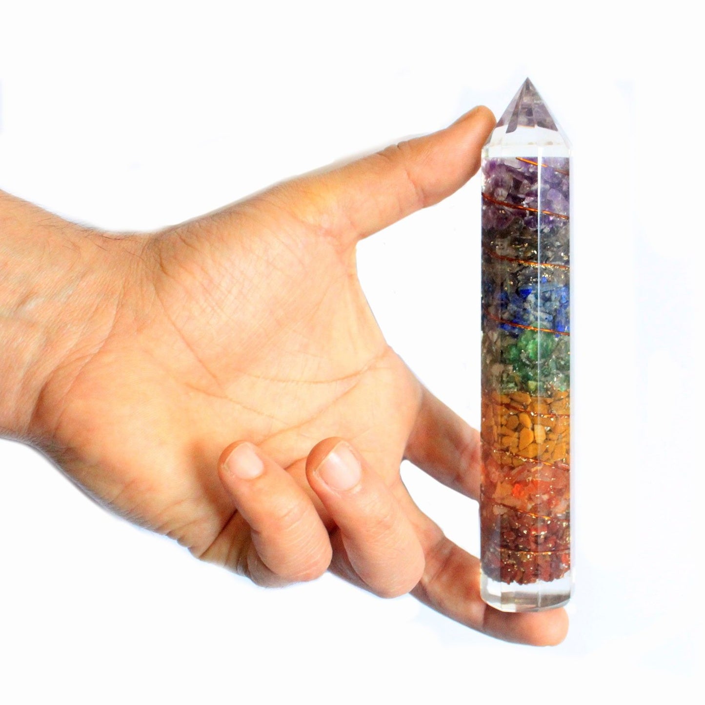 Orgonite Power Wand – 15cm with Copper & Gemstone Chips