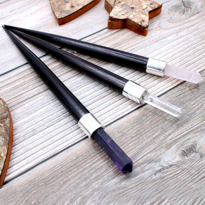 Simple Pointed Healing Wand – Rose Quartz, Rock Quartz & Amethyst