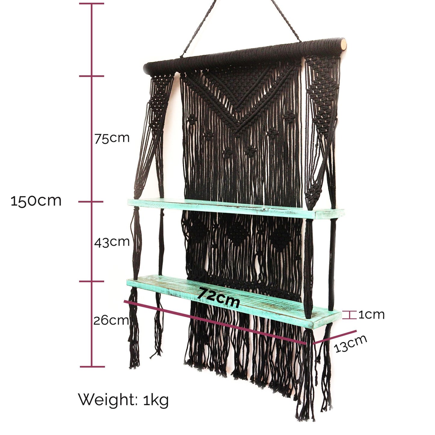 Brown Macramé Hanging Shelves – Handmade Boho Wall Display
