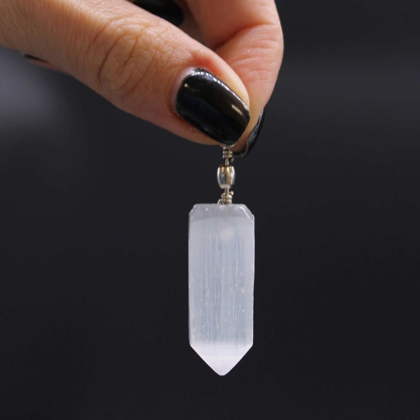 Selenite Obelisk Pendant – Focus, Balance & Spiritual Protection Crystal Necklace