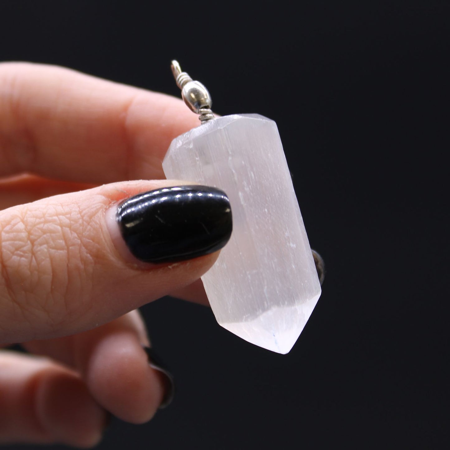 Selenite Obelisk Pendant – Focus, Balance & Spiritual Protection Crystal Necklace