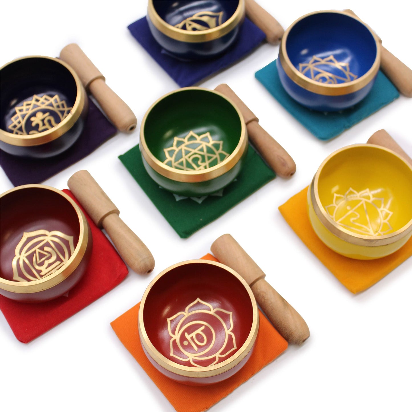 Chakra Pyramid Singing Bowl Gift Set – 7 Singing Bowls with Mallet & Cushion in Pyramid Box