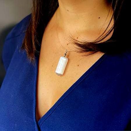 Selenite Obelisk Pendant – Focus, Balance & Spiritual Protection Crystal Necklace