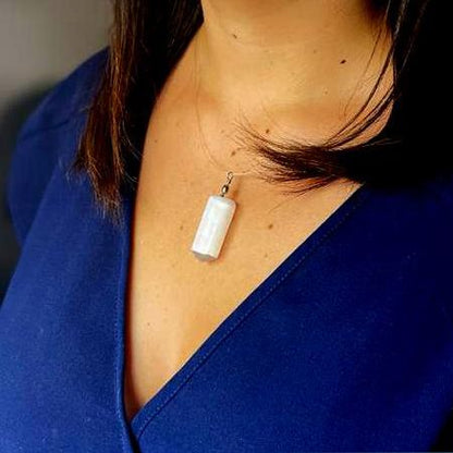 Selenite Obelisk Pendant – Focus, Balance & Spiritual Protection Crystal Necklace