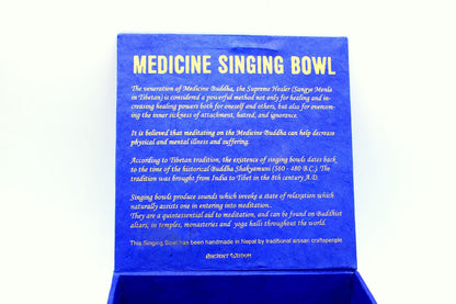 Medicine Buddha Singing Bowl Set – 10cm Handmade in Nepal (min. 500g)
