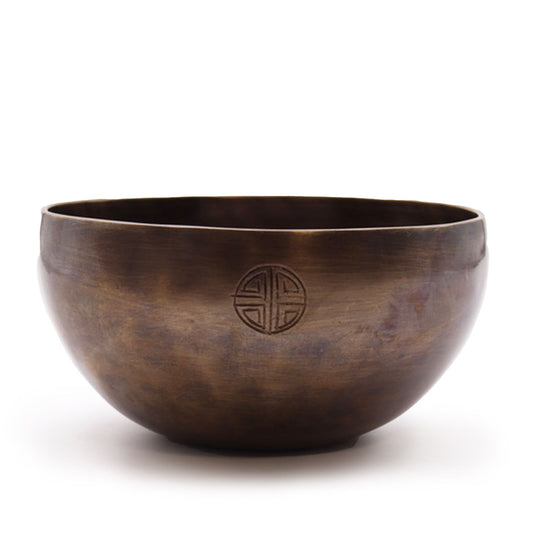 Large Indian Moon Phase Singing Bowl – 17 cm Handcrafted Brass Meditation Bowl (850 g)