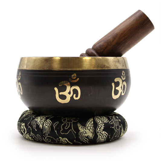Yoga Om Singing Bowl Set – 679Hz Sound Healing with Mallet, Ring Pillow & Case