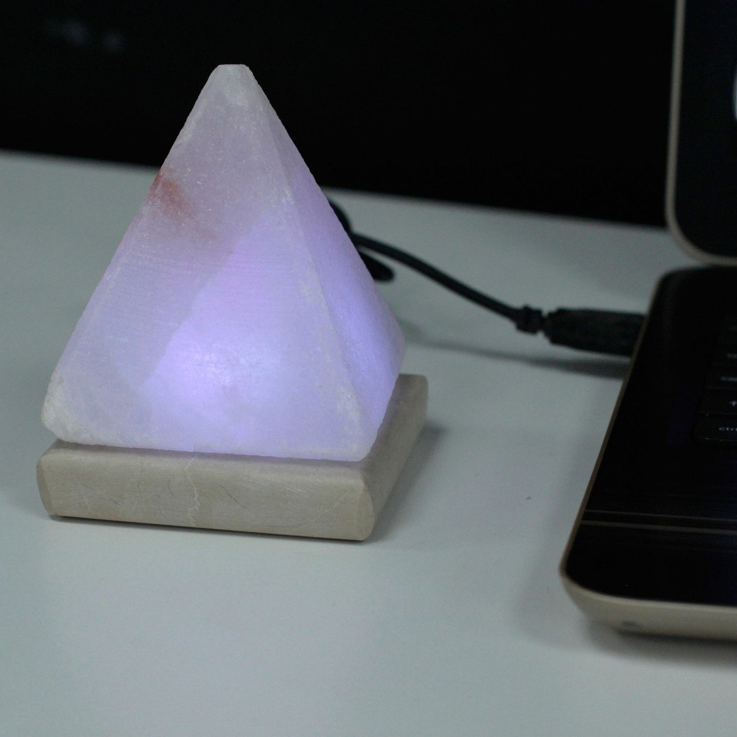 Quality USB Pyramid White Himalayan Salt Lamp – Multicolour (9cm)