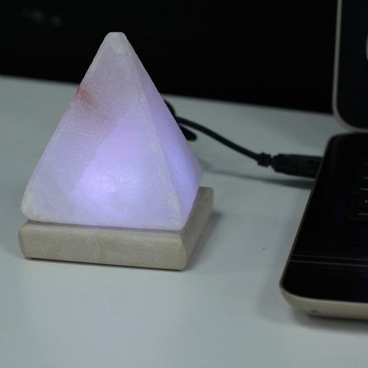 Quality USB Pyramid White Himalayan Salt Lamp – Multicolour (9cm)