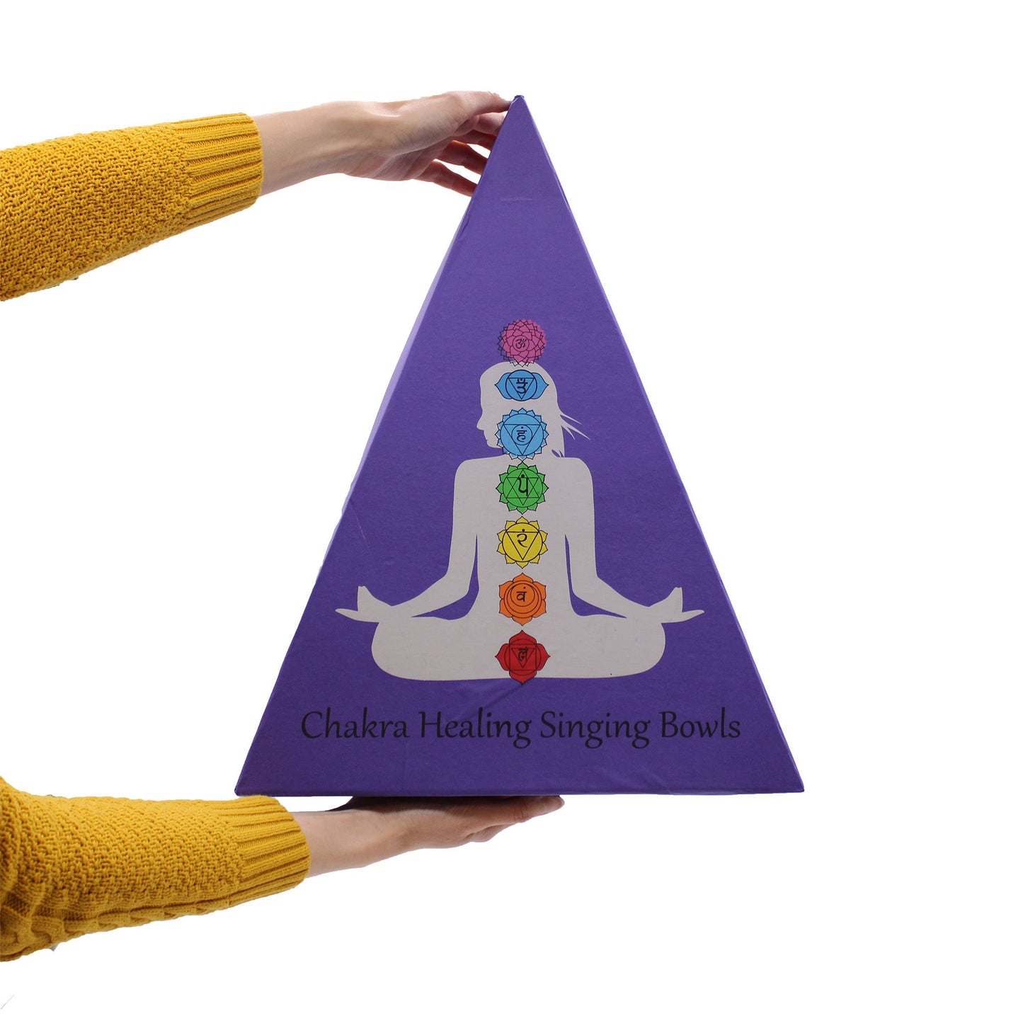 Chakra Pyramid Singing Bowl Gift Set – 7 Singing Bowls with Mallet & Cushion in Pyramid Box