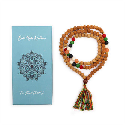 Bali Mala Necklace – Five Element Talent | Handmade Meditation Beads for Balance & Harmony