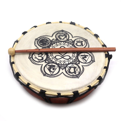 Chakra Shamanic Drum with Stick – 25cm | Sacred Instrument for Healing & Ritual