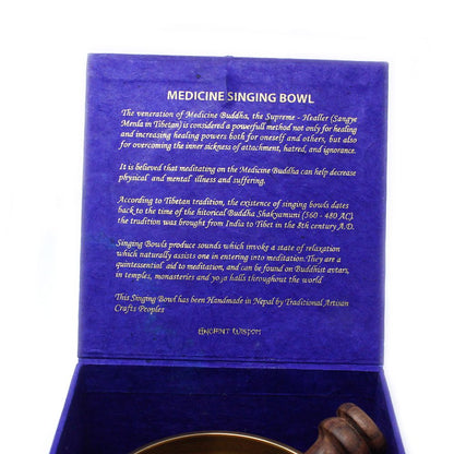 Medicine Buddha Singing Bowl Set – 10cm Handmade in Nepal (min. 500g)