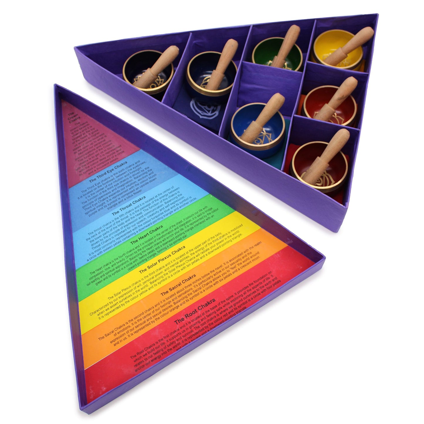 Chakra Pyramid Singing Bowl Gift Set – 7 Singing Bowls with Mallet & Cushion in Pyramid Box
