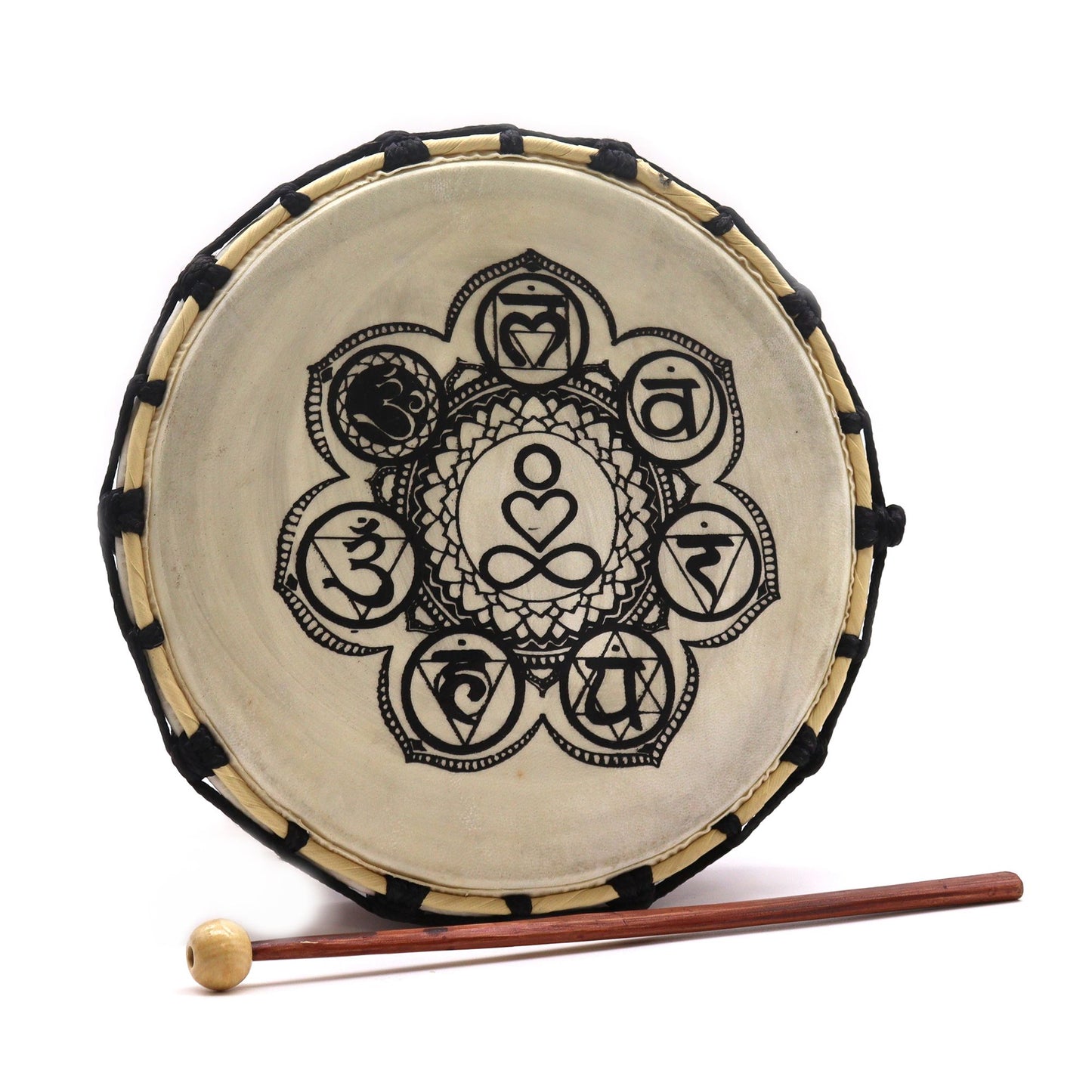 Chakra Shamanic Drum with Stick – 25cm | Sacred Instrument for Healing & Ritual