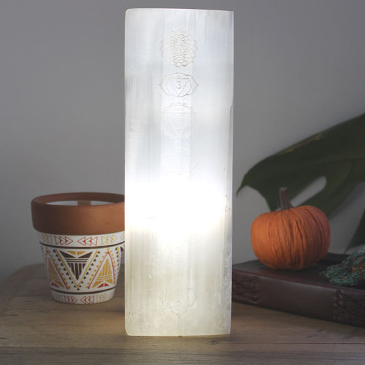 Selenite Chakra Lamp 25cm – Natural Crystal Light for Calm & Home Décor