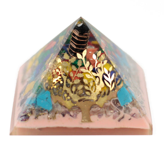 Large Orgonite Pyramid – Tree of Life with Earth Base – 70mm