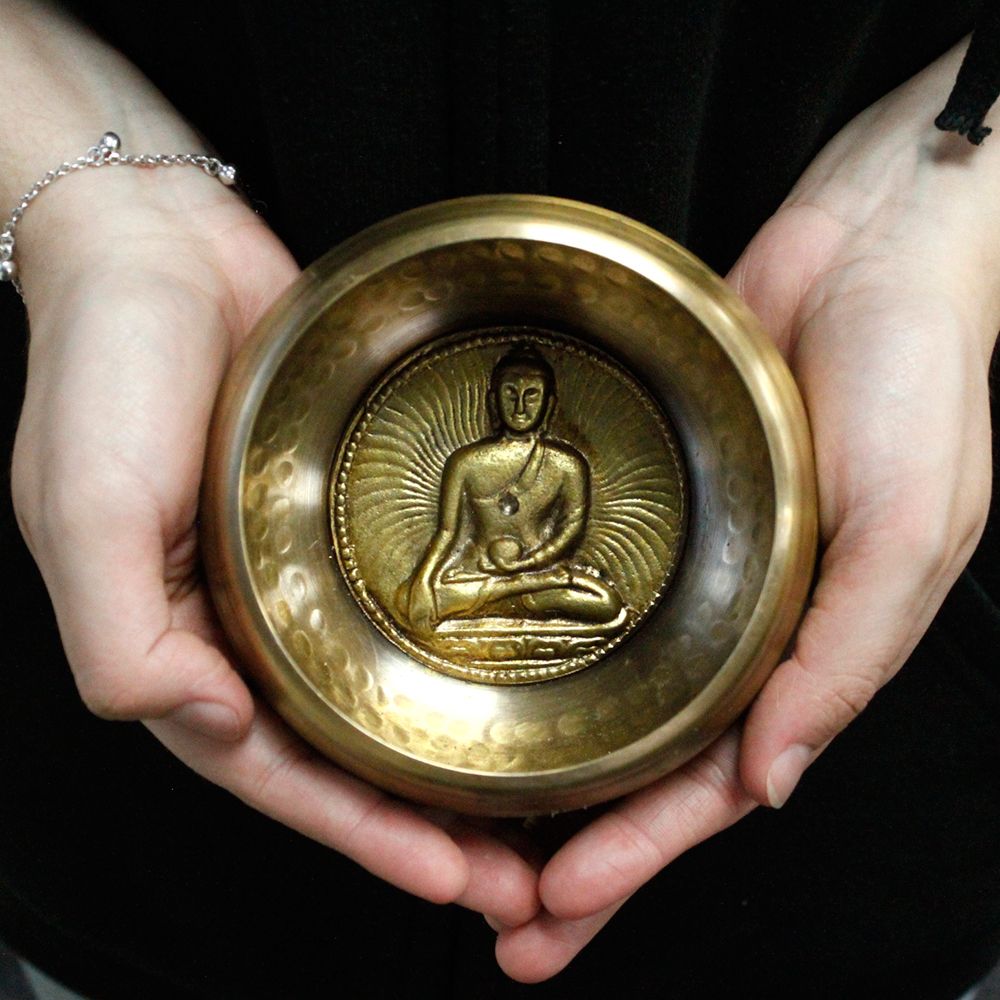 Medicine Buddha Singing Bowl Set – 10cm Handmade in Nepal (min. 500g)