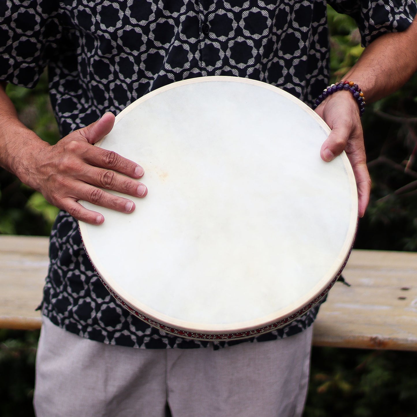 Shaman Sound Healing Ocean Drum – 35cm | Handcrafted Goatskin Ritual Instrument