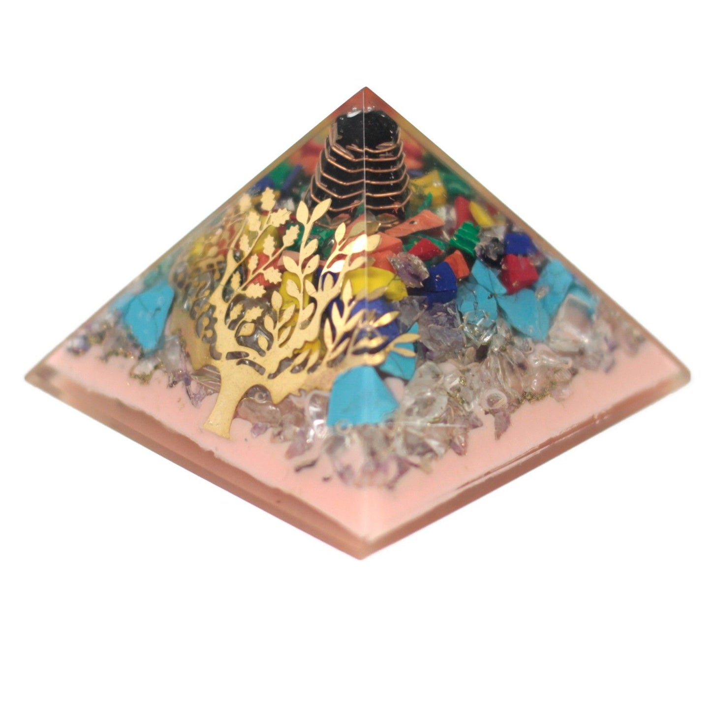 Large Orgonite Pyramid – Tree of Life with Earth Base – 70mm