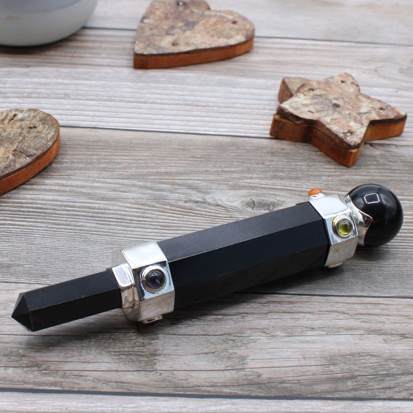 Hexagonal Crystal Healing Wand – 12cm – Black Agate