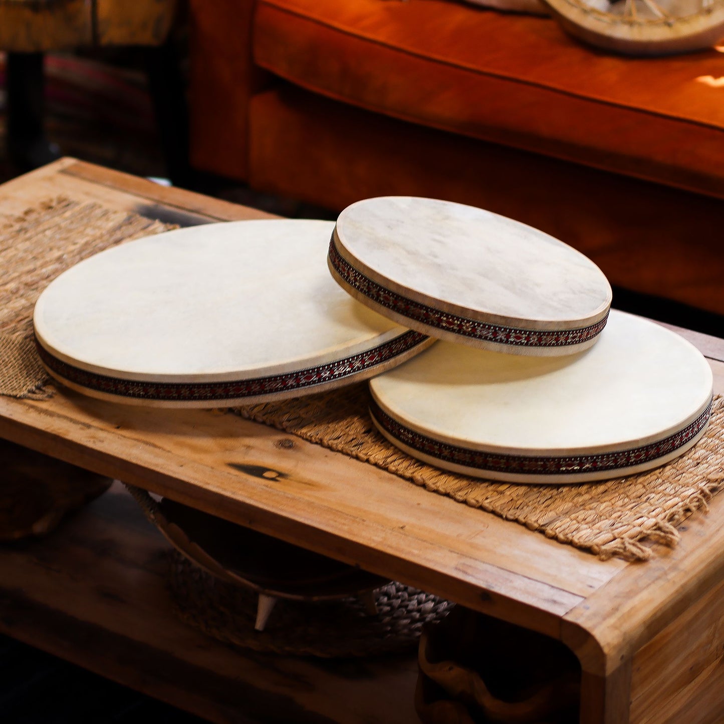 Shaman Sound Healing Ocean Drum – 35cm | Handcrafted Goatskin Ritual Instrument