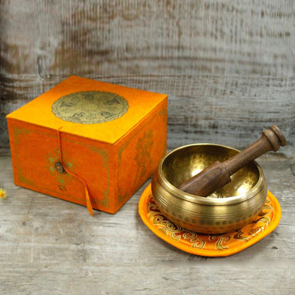 Five Buddha Singing Bowl Gift Set – 10cm Handmade in Nepal (min. 400g)