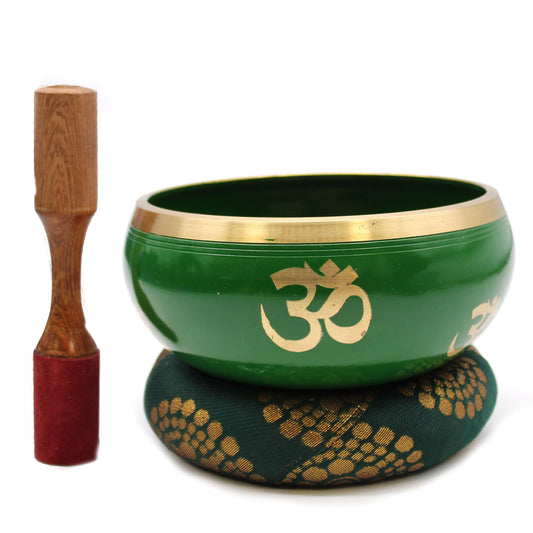 Large Tree of Life Singing Bowl Set – Green Brass Meditation Bowl (14cm)
