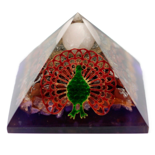 Large Orgonite Pyramid – Peacock (80mm)