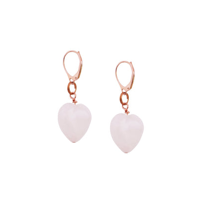 Rose Quartz Rose Gold Vermeil Earrings – “Esther’s Heart” Handmade Gemstone Drops
