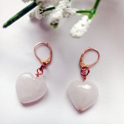 Rose Quartz Rose Gold Vermeil Earrings – “Esther’s Heart” Handmade Gemstone Drops