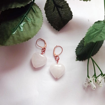 Rose Quartz Rose Gold Vermeil Earrings – “Esther’s Heart” Handmade Gemstone Drops